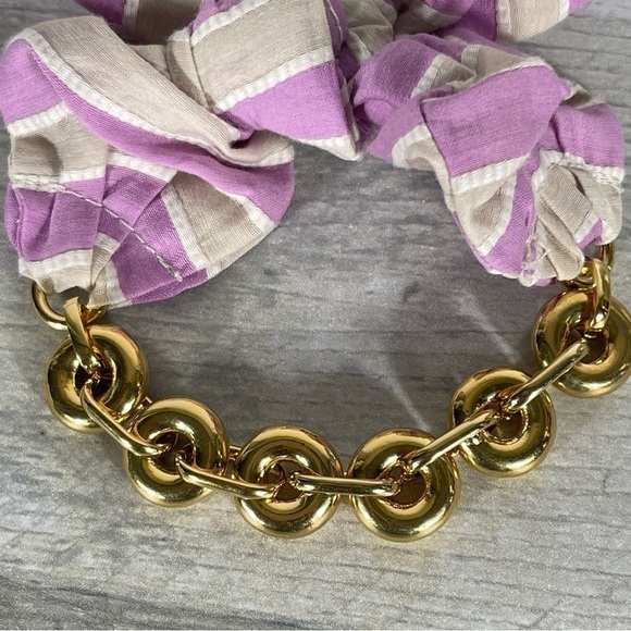 LELE SADOUGHI LAVENDER STRIPE SCARF BOW CHAIN BRACELET - Picture 7 of 8